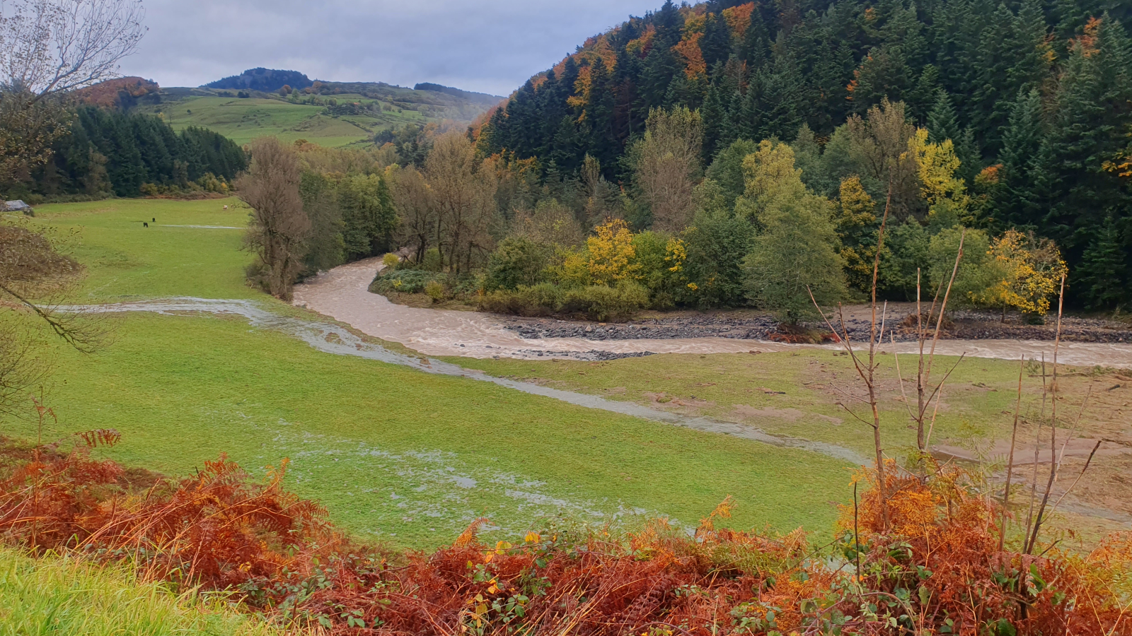 Rivière en crue, pluies cévenoles en Mézenc Loire Meygal